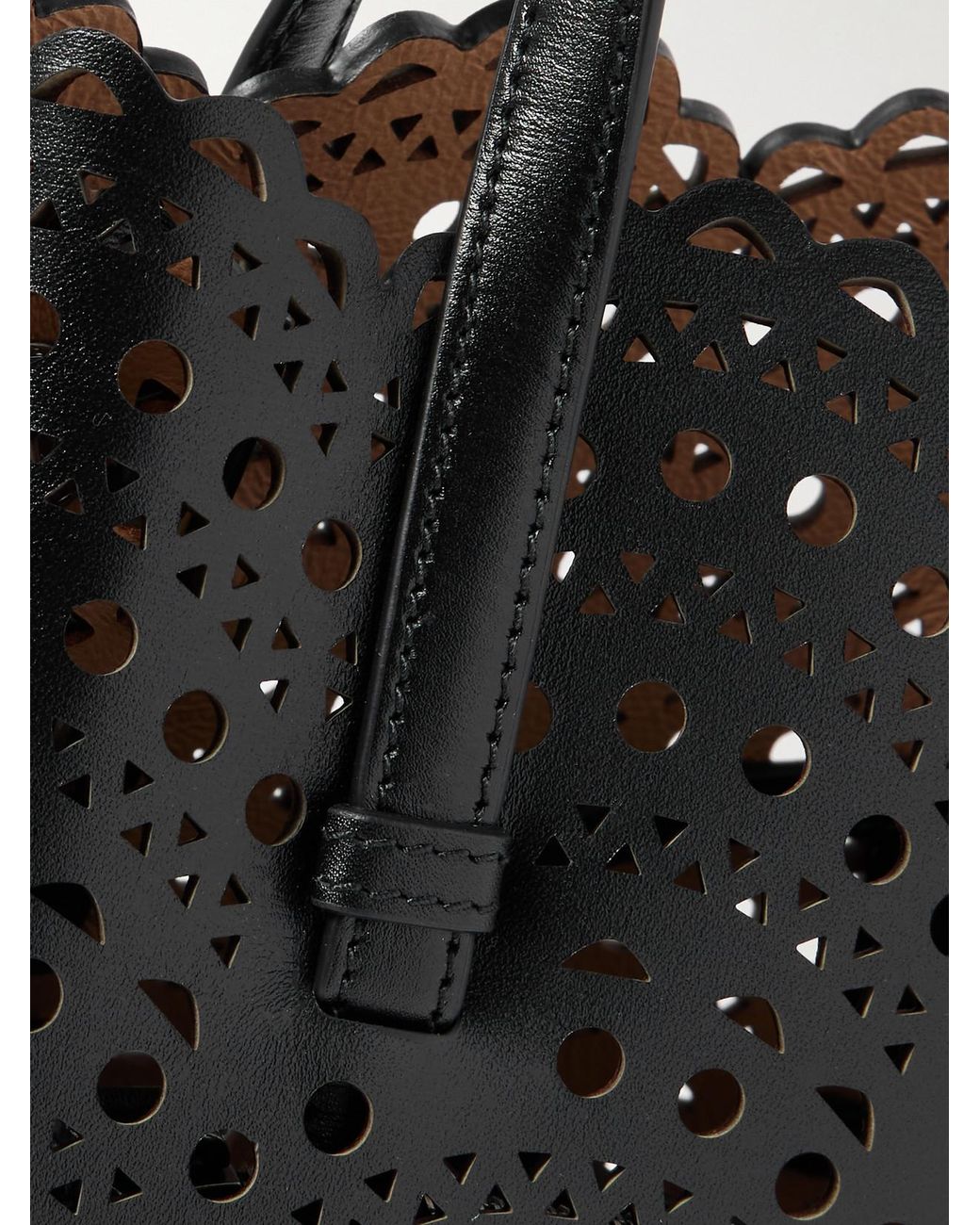Alaïa Black Mina 20 Laser-Cut Leather Tote