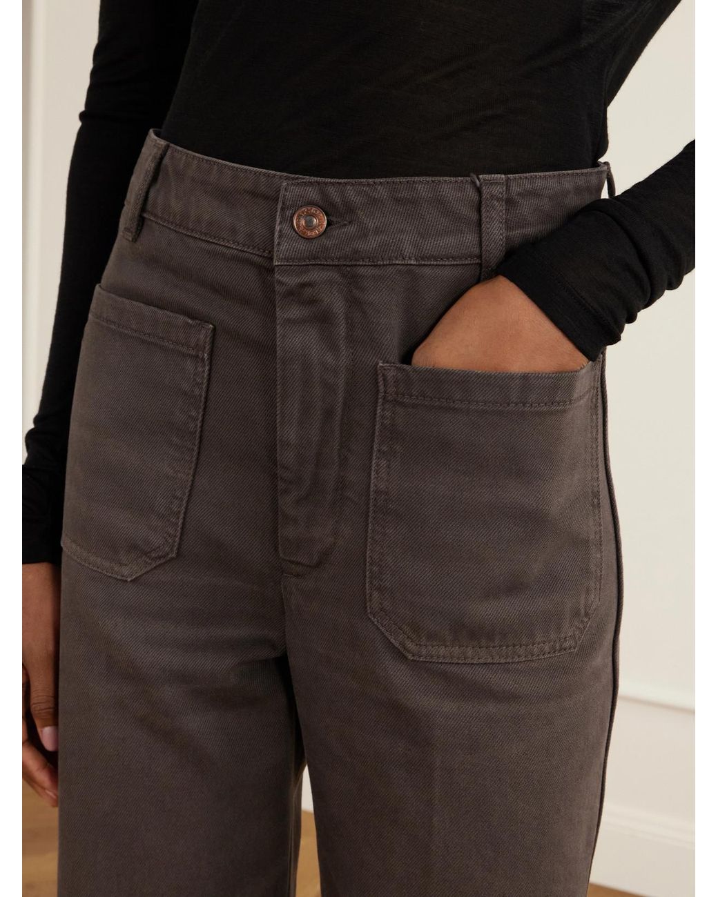 Victoria Beckham Gray Alina High-Rise Flared Jeans