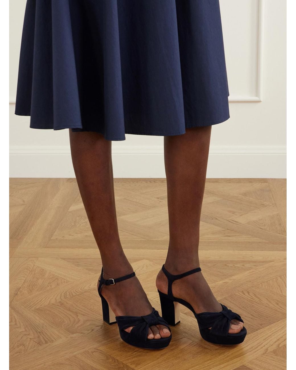 Jimmy Choo Blue Heloise 80 Suede Sandals