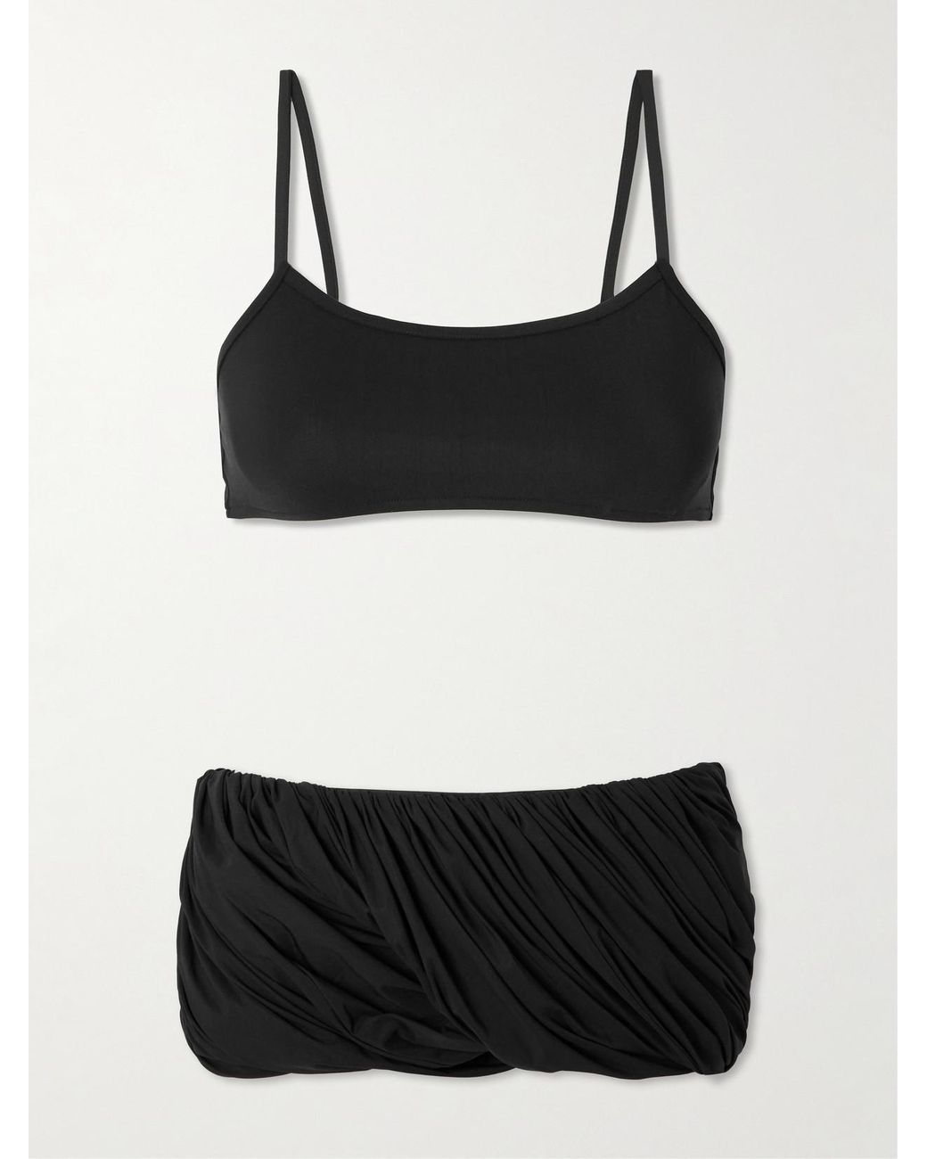 Alaïa Black Twisted Ruched Bikini