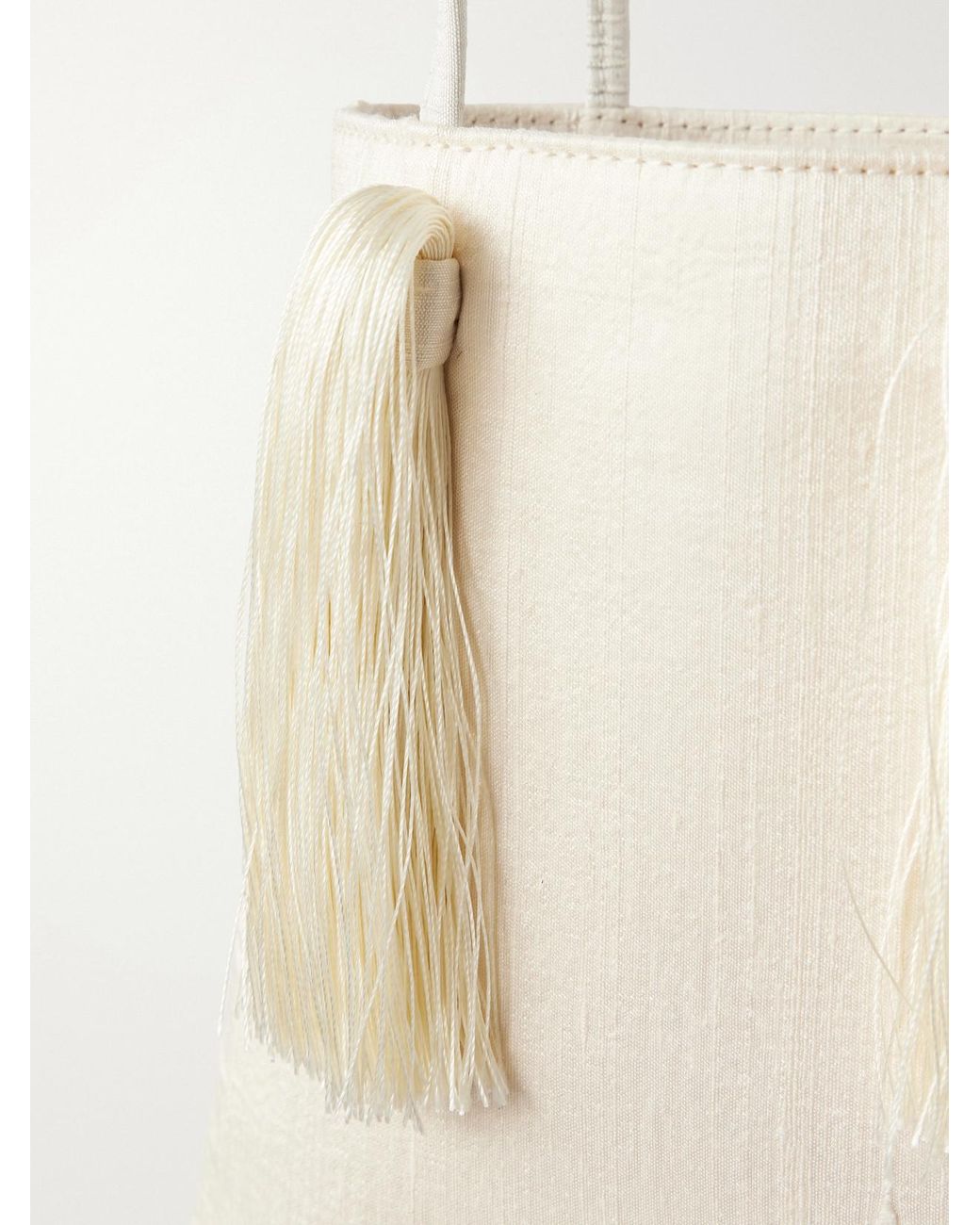Le Sundial Natural Le Salon Tasseled Dupioni Clutch