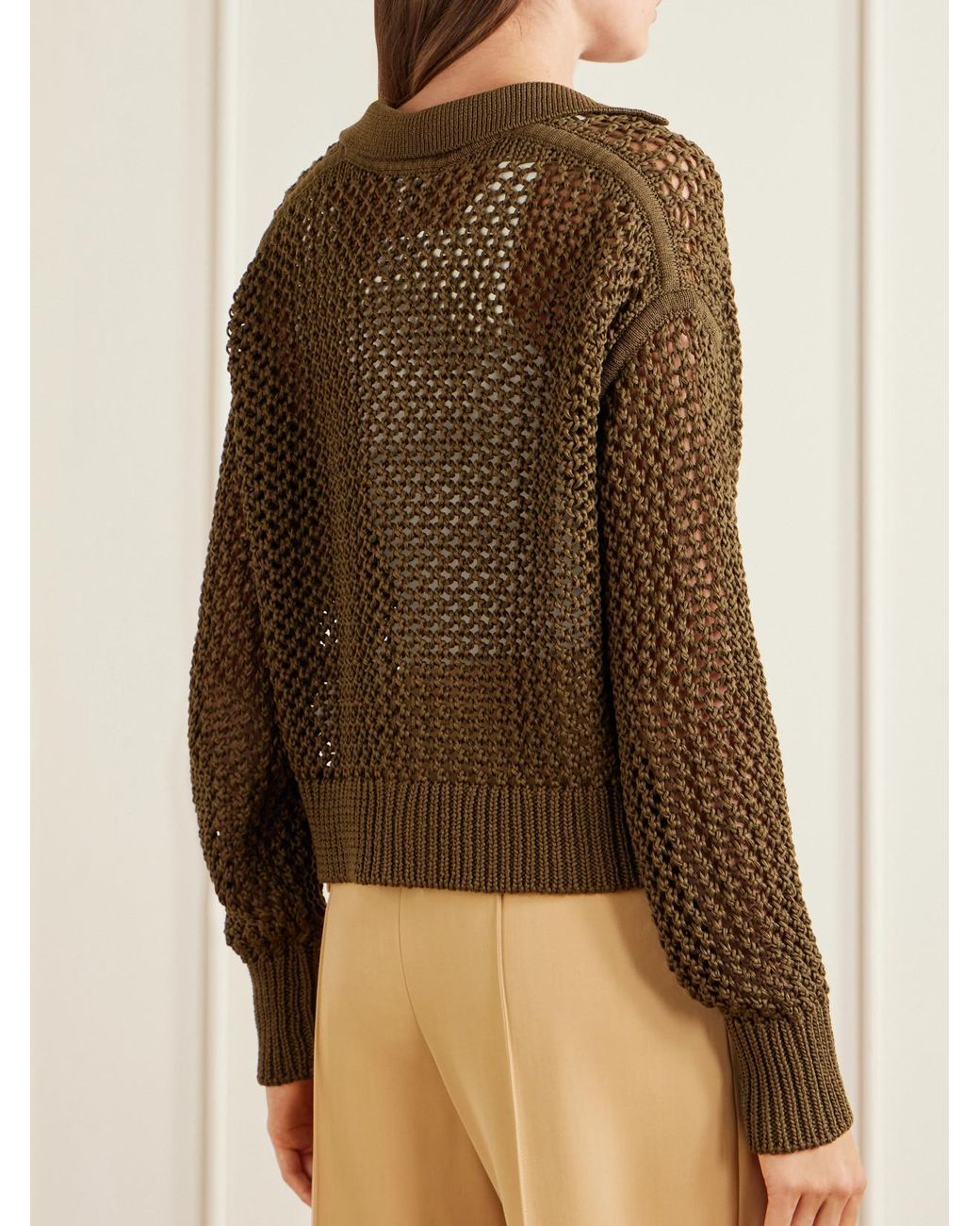 Max Mara Brown Film Crocheted Cotton Cardigan
