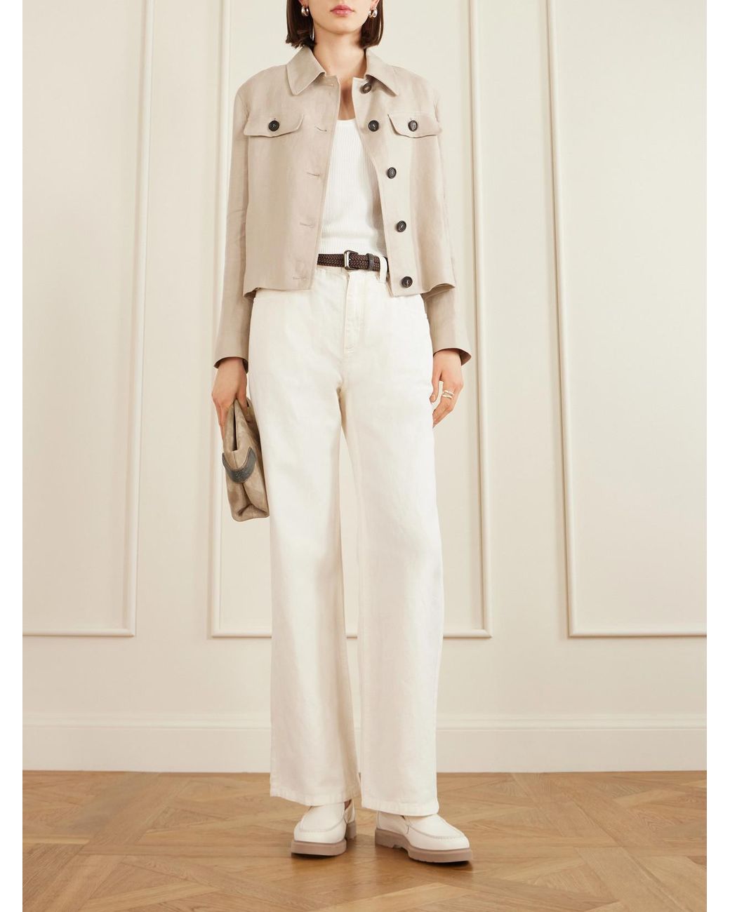 Brunello Cucinelli Natural Textured-Leather Loafers