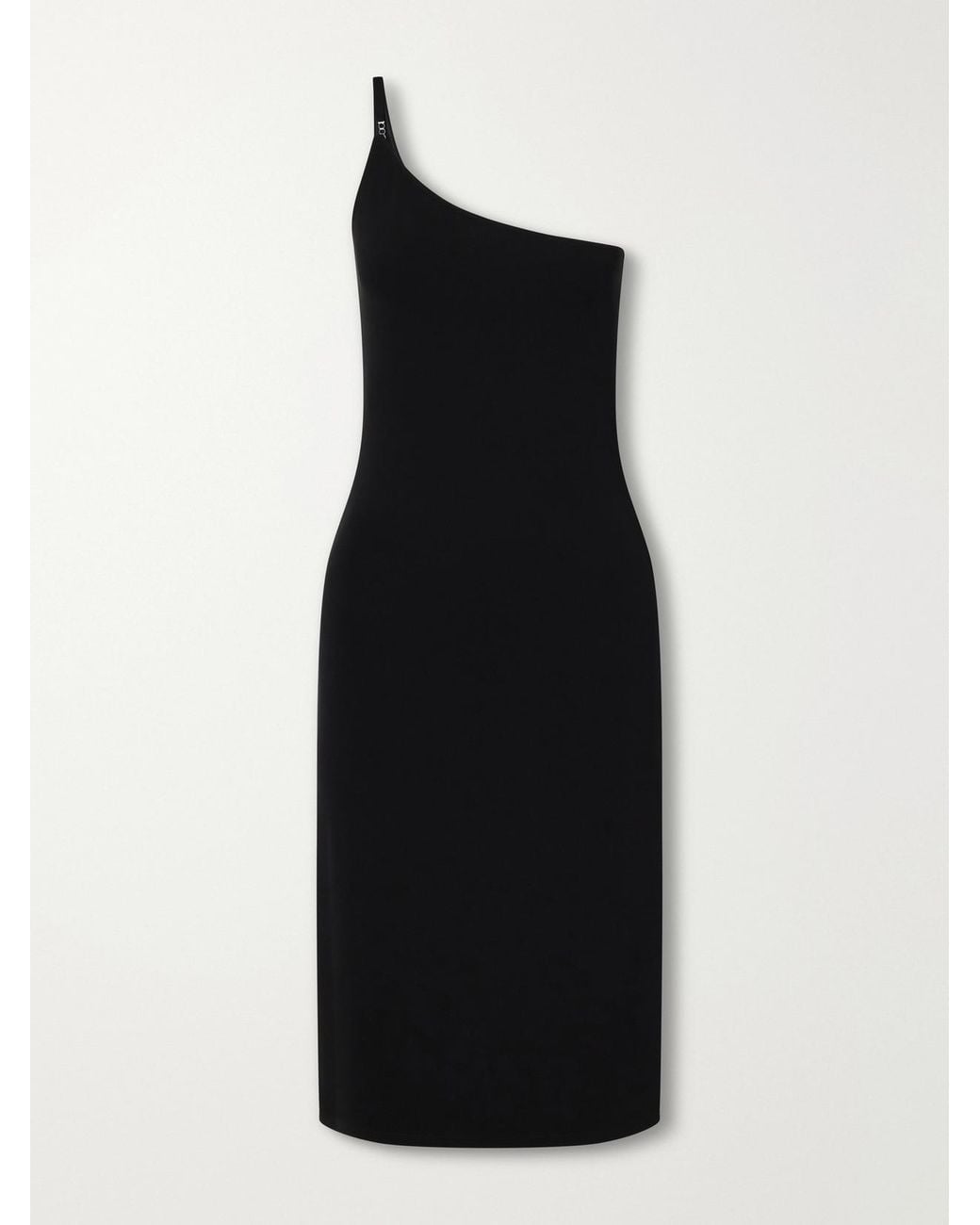 Gucci Black One-Shoulder Logo-Embellished Crepe-Jersey Midi Dress