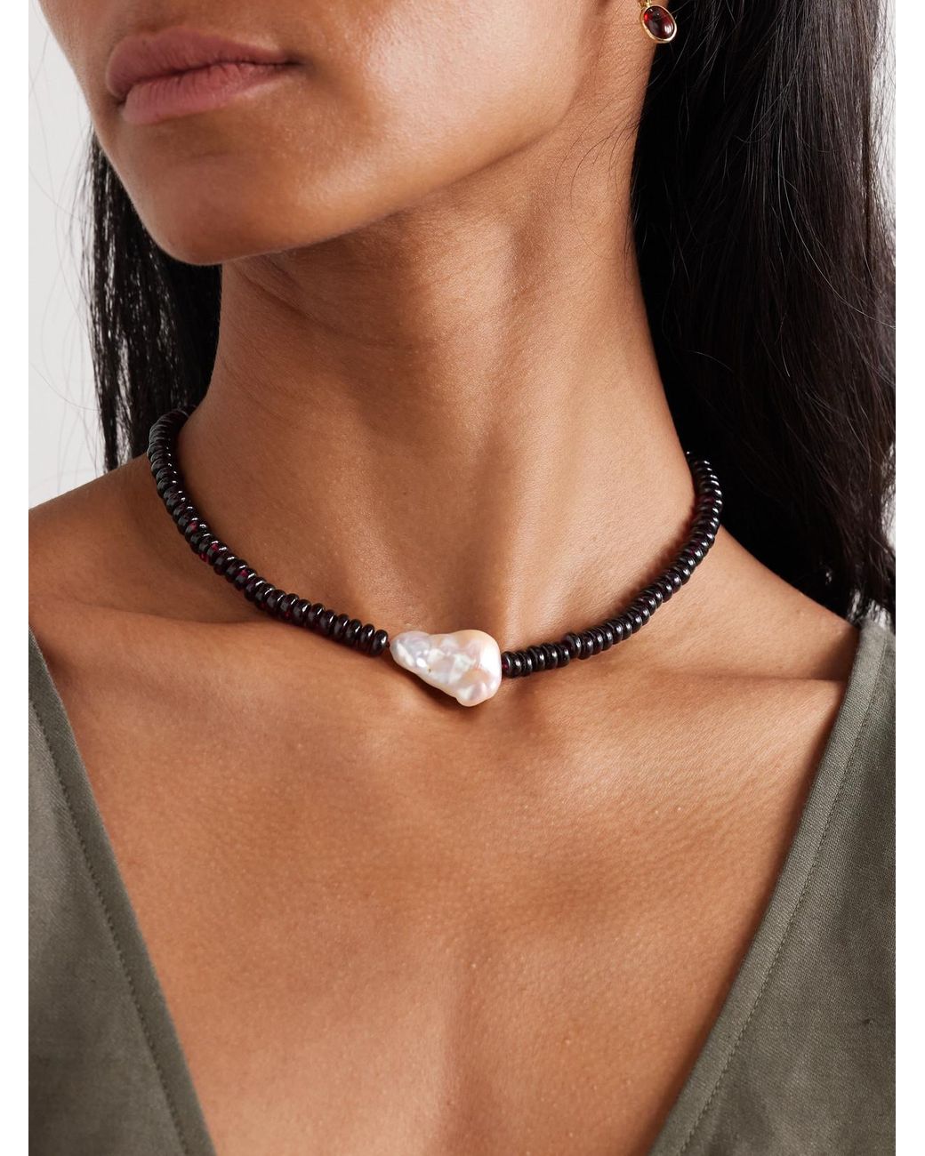Loren Stewart Natural Scarlet 14-Karat, Garnet And Pearl Necklace