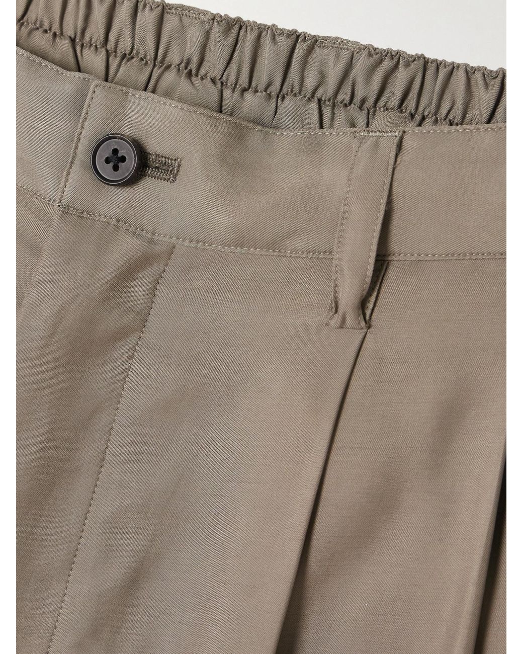 Ssstein Natural Pleated Twill Wide-Leg Pants