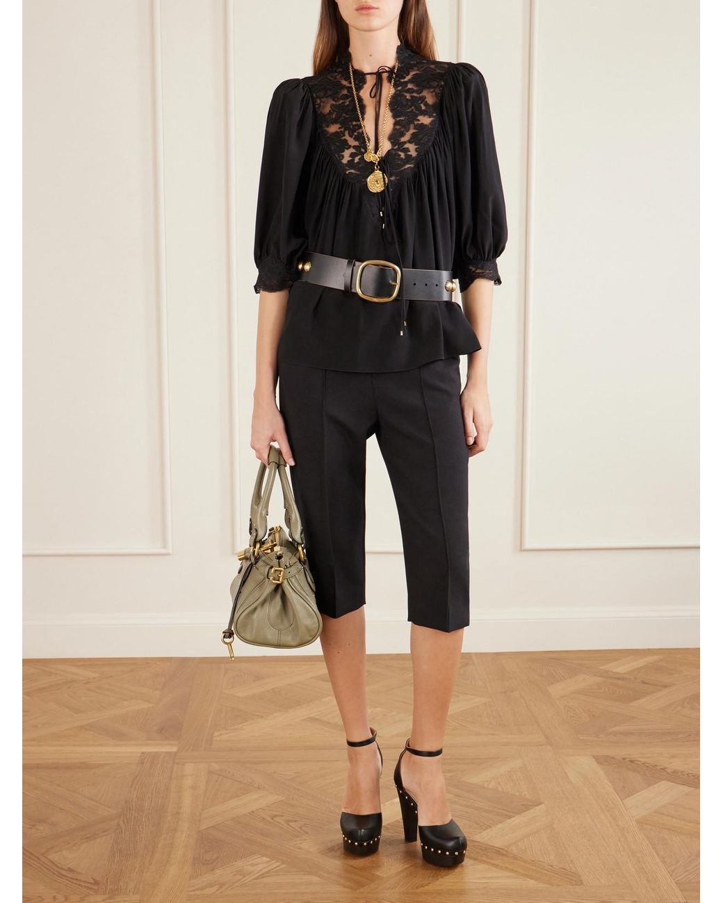 Chloé Natural Paddington Embellished Textured-Leather Tote