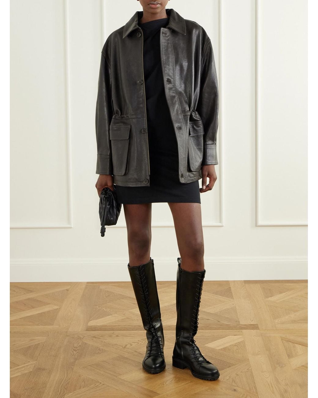 Aeyde Black Rikki 45 Leather Knee Boots