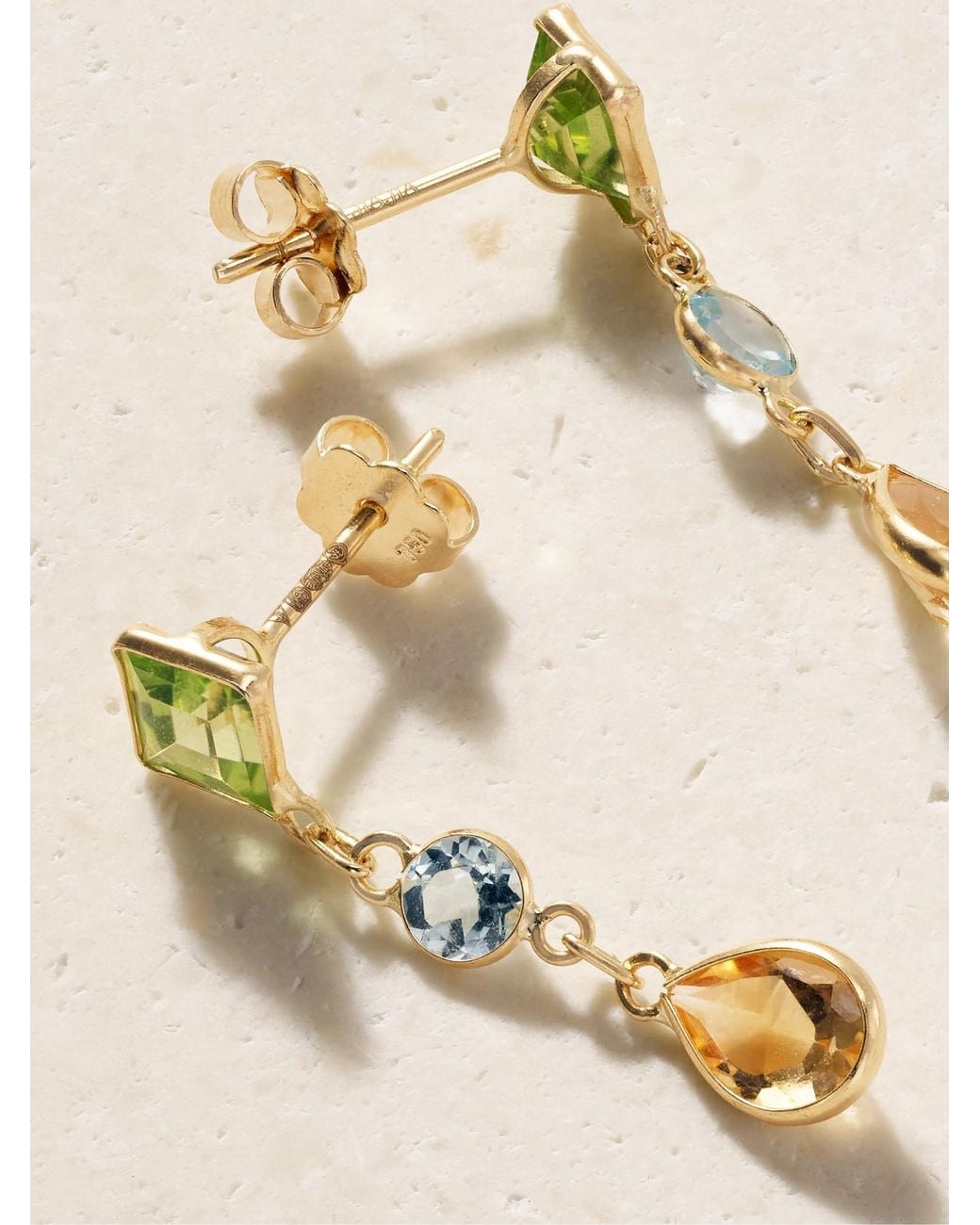 JIA JIA Natural Chakra 14-Karat Peridot, Topaz And Citrine Earrings