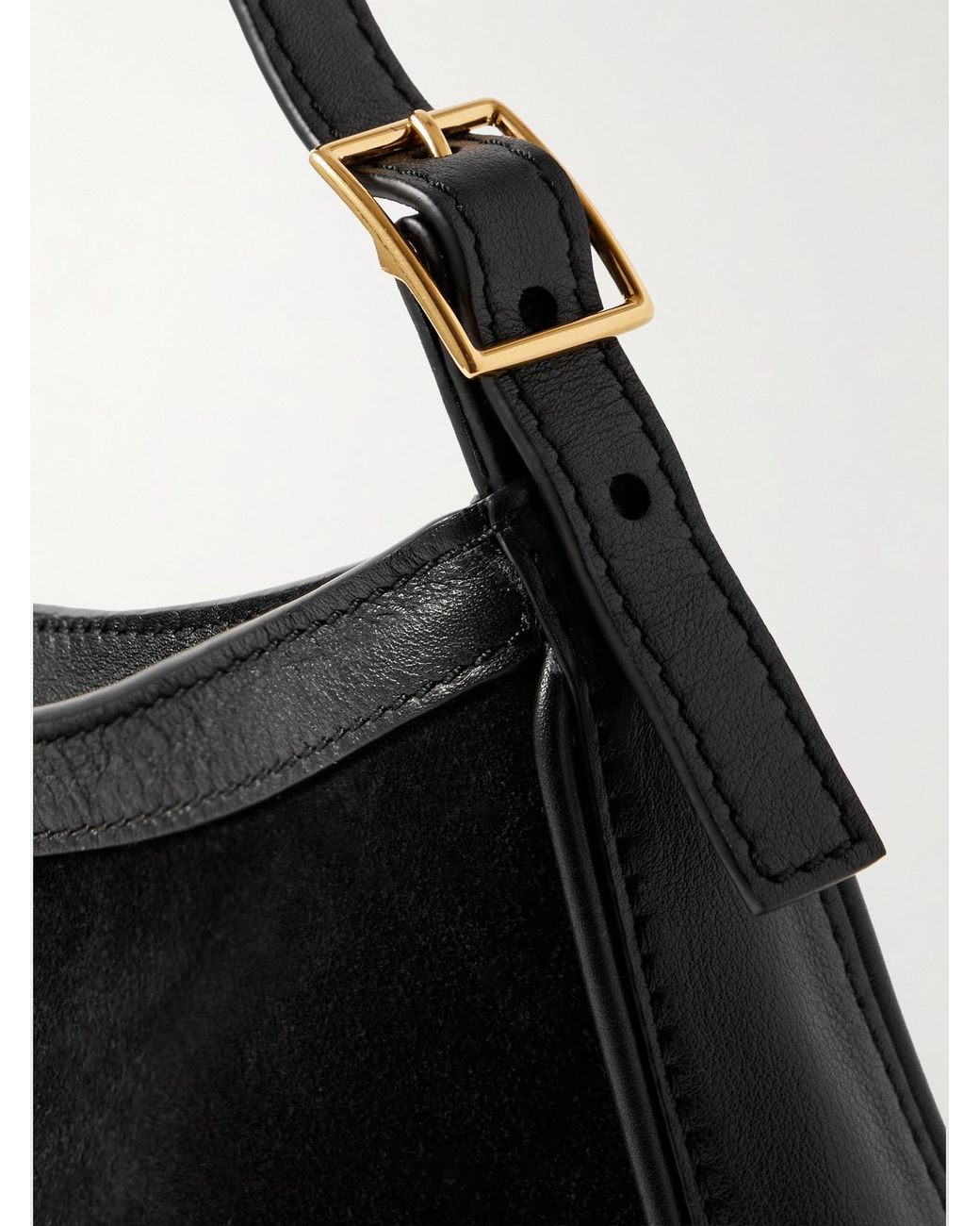 Nili Lotan Black Abbey Leather-Trimmed Suede Shoulder Bag