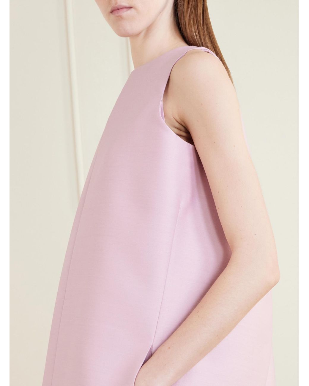 Balenciaga Pink Sack Wool And Silk-Blend Cady Mini Dress