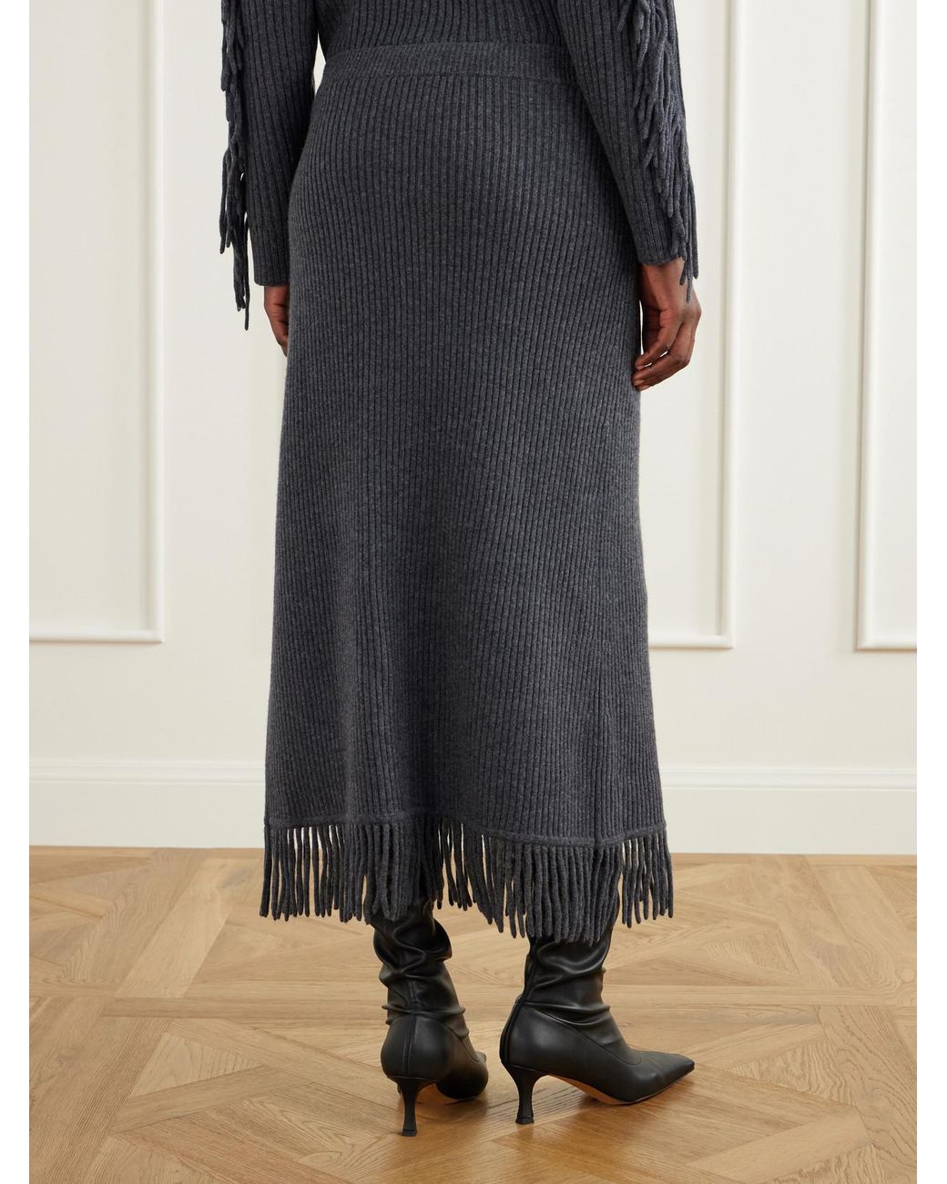 Jonathan Simkhai Gray Casey Draped Wool And Cashmere-Blend Skirt