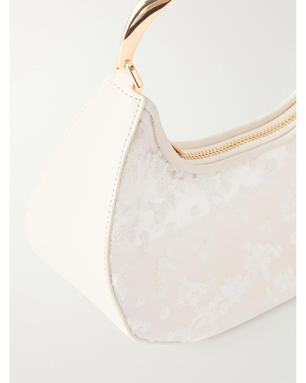 Jonathan Simkhai White Nixi Twist Leather-Trimmed Embroidered Mini Bag