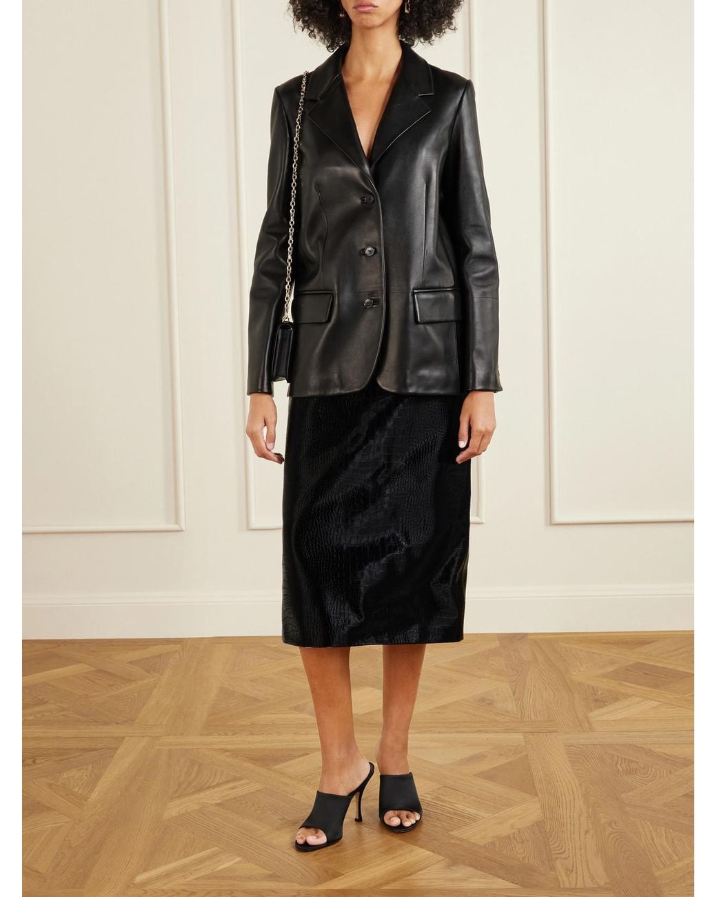 Gucci Black Leather Blazer