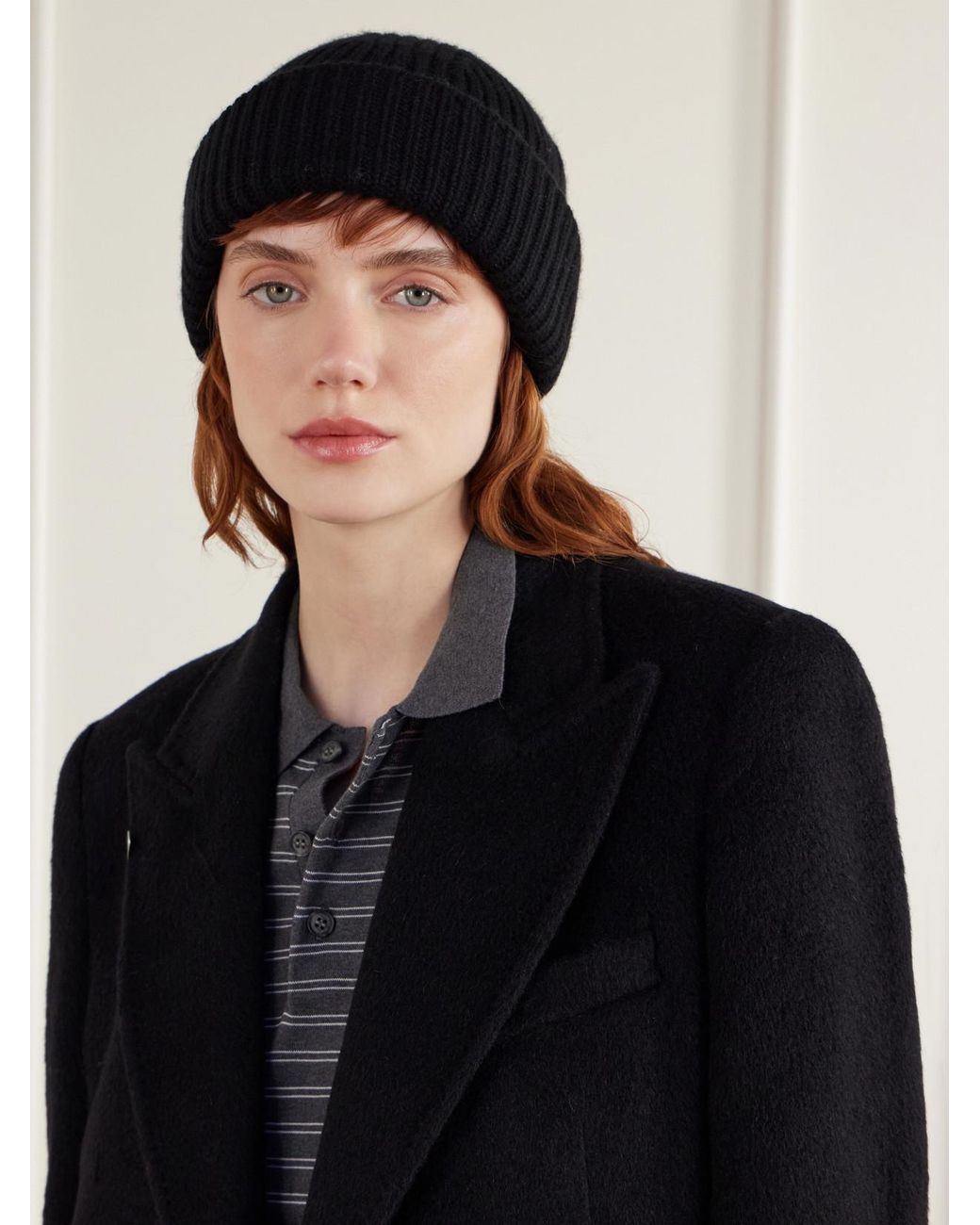 Yves Salomon Black Ribbed Wool And Cashmere-Blend Beanie