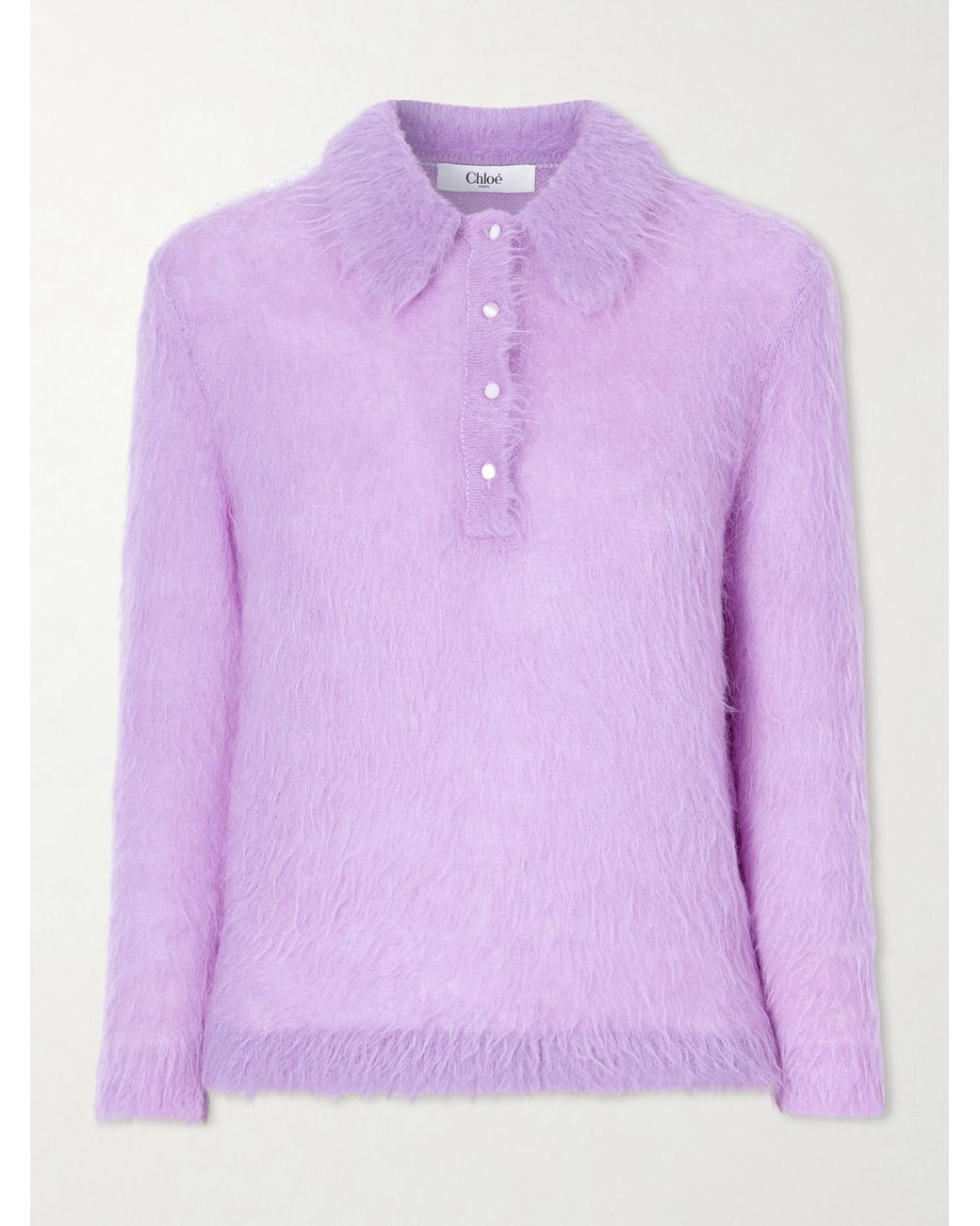 Chloé Purple Alpaca-Blend Polo Sweater