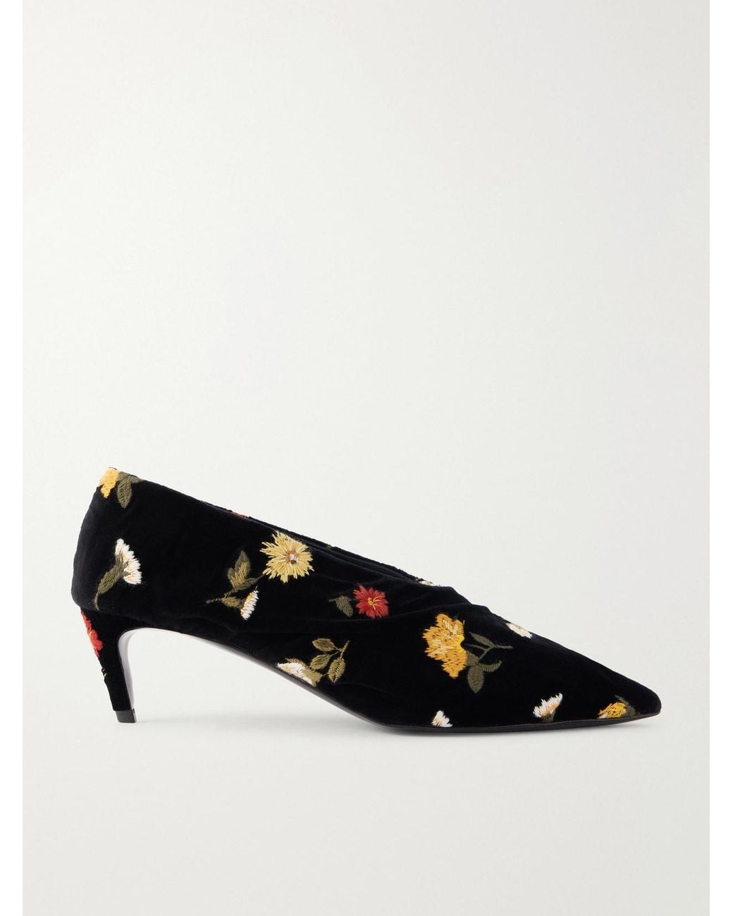 Khaite Black Miriam 50 Embroidered Velvet Pumps