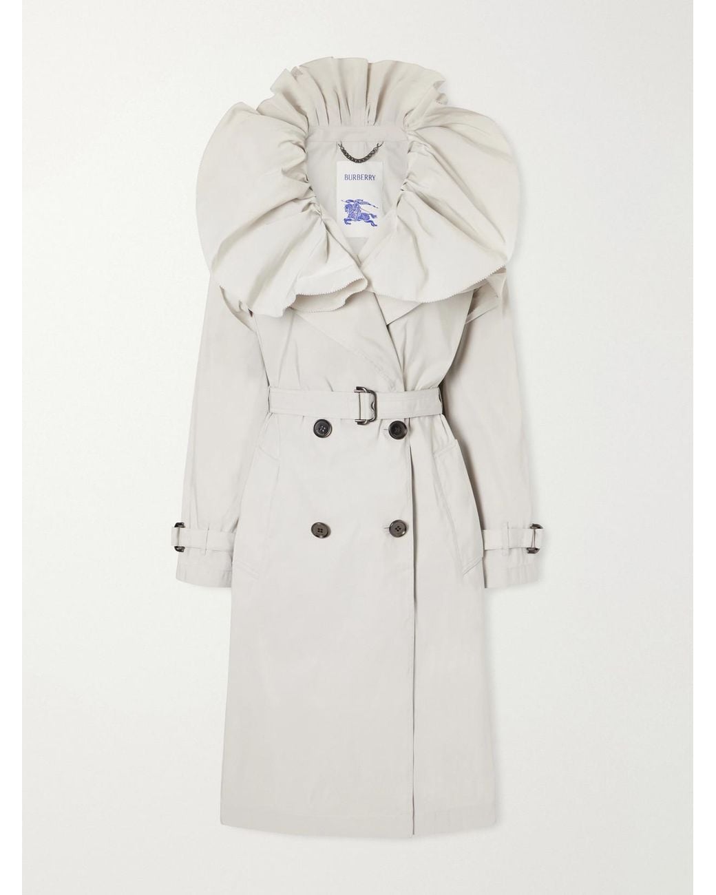 Burberry White Clare Belted Gabardine Trench Coat