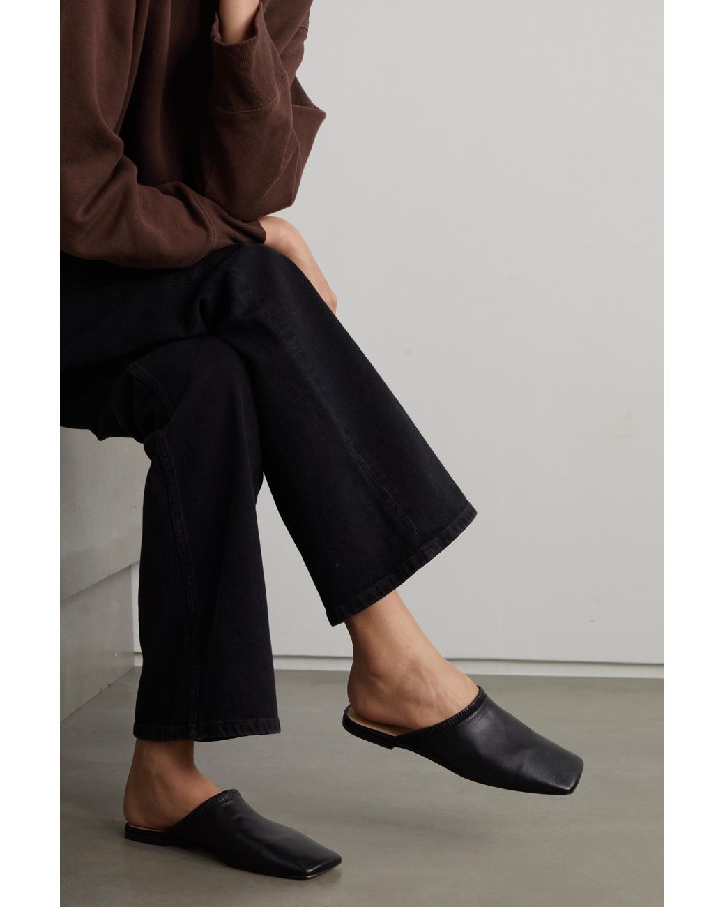 Wandler Lola Leather Slippers in Black | Lyst Australia