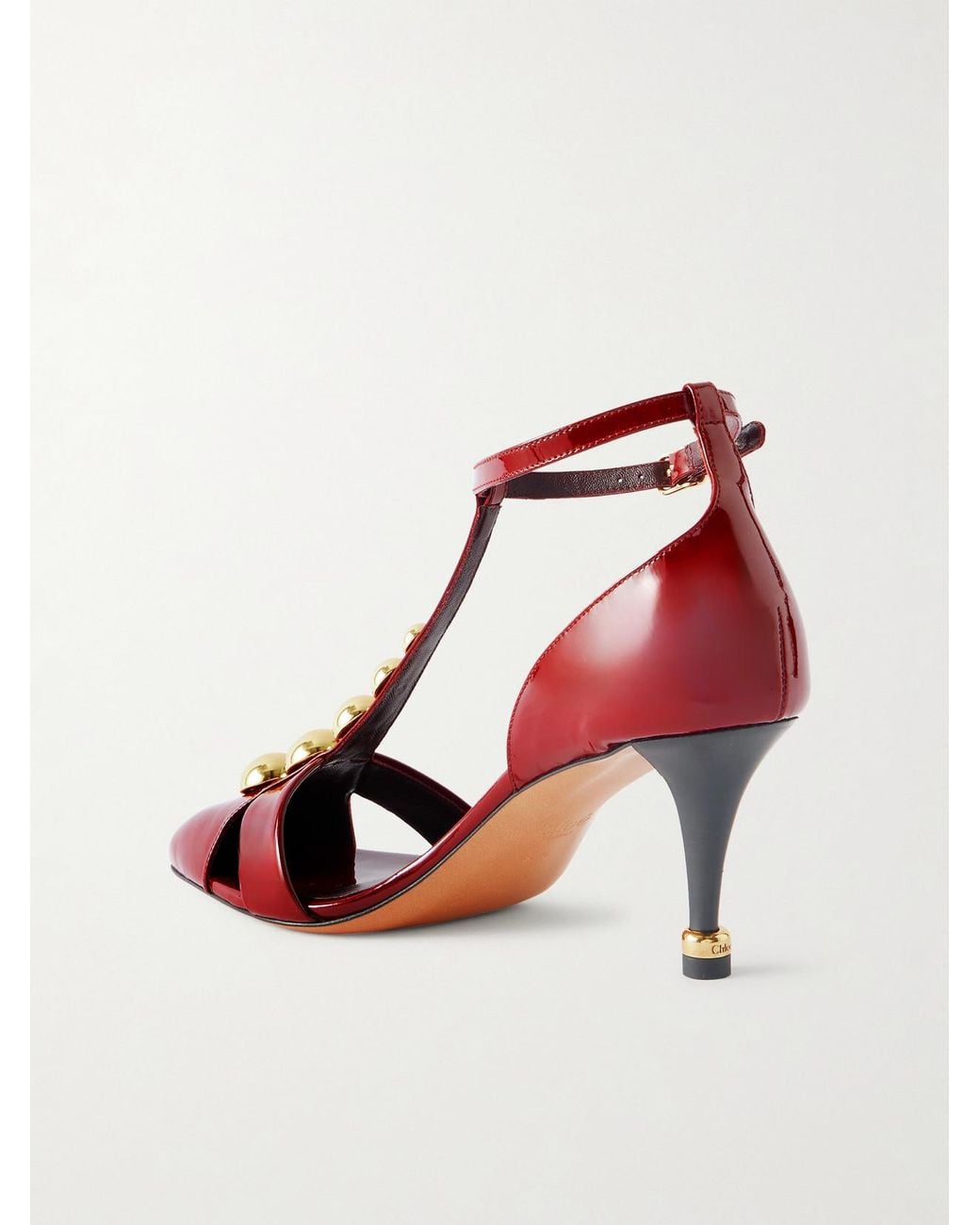 Chloé Pink Cleiat Embellished Patent-Leather Pumps