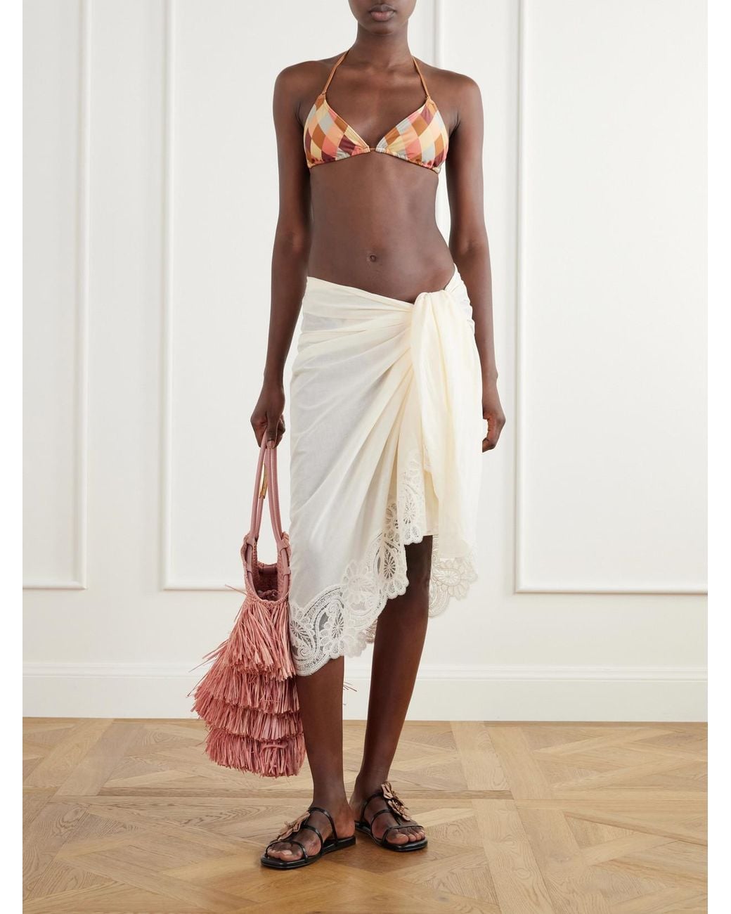 Zimmermann White Lace-Trimmed Cotton Pareo