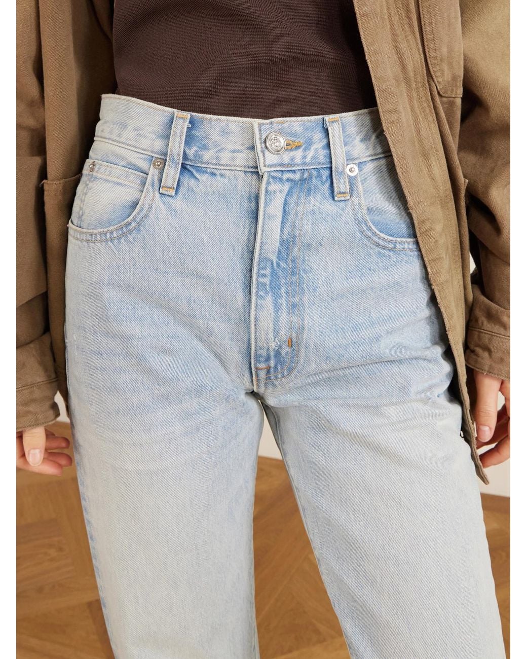 SLVRLAKE Denim Blue London Organic High-Rise Straight-Leg Jeans