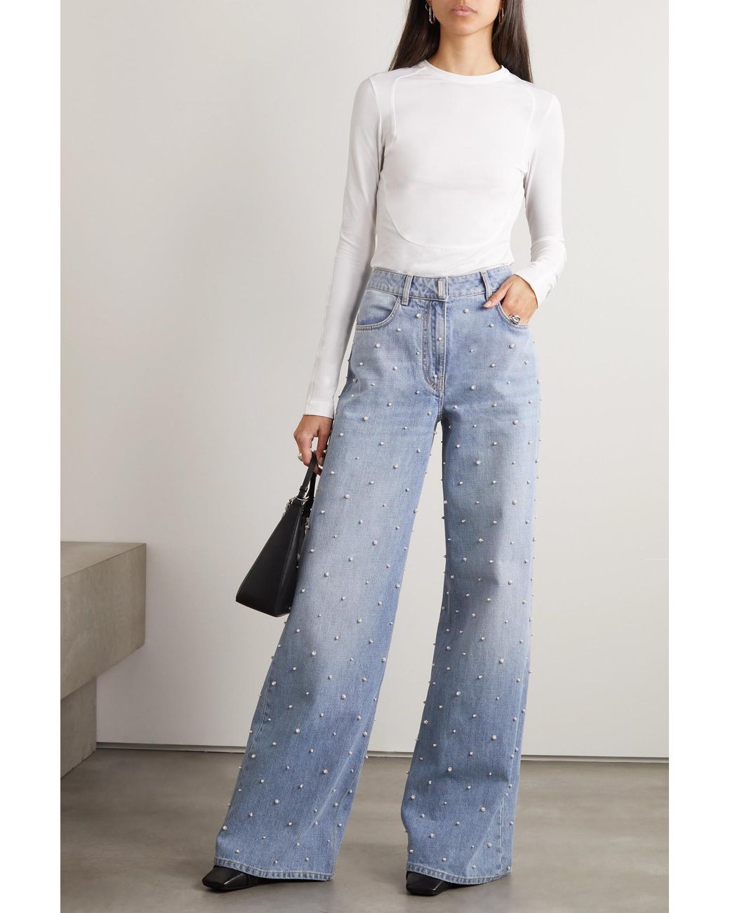 Givenchy High-rise Embellished Wide-leg Jeans in Blue | Lyst