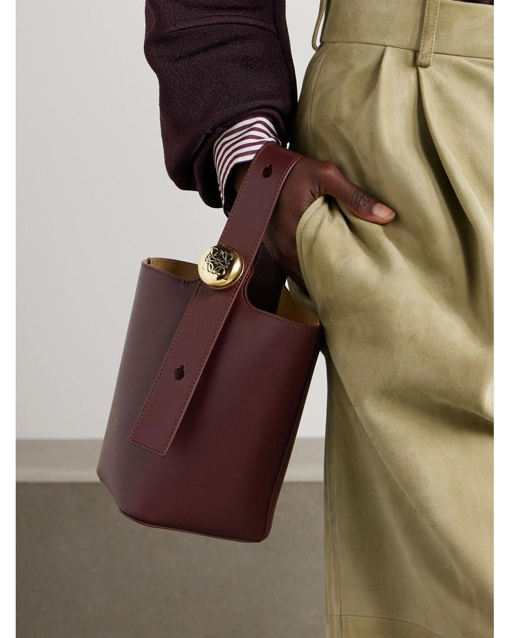 Loewe Purple Pebble Mini Leather Tote