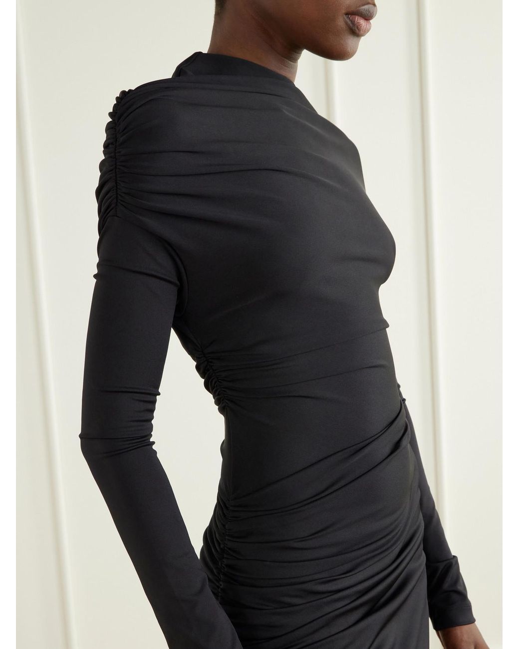 Victoria Beckham Black Draped Stretch-Jersey Gown