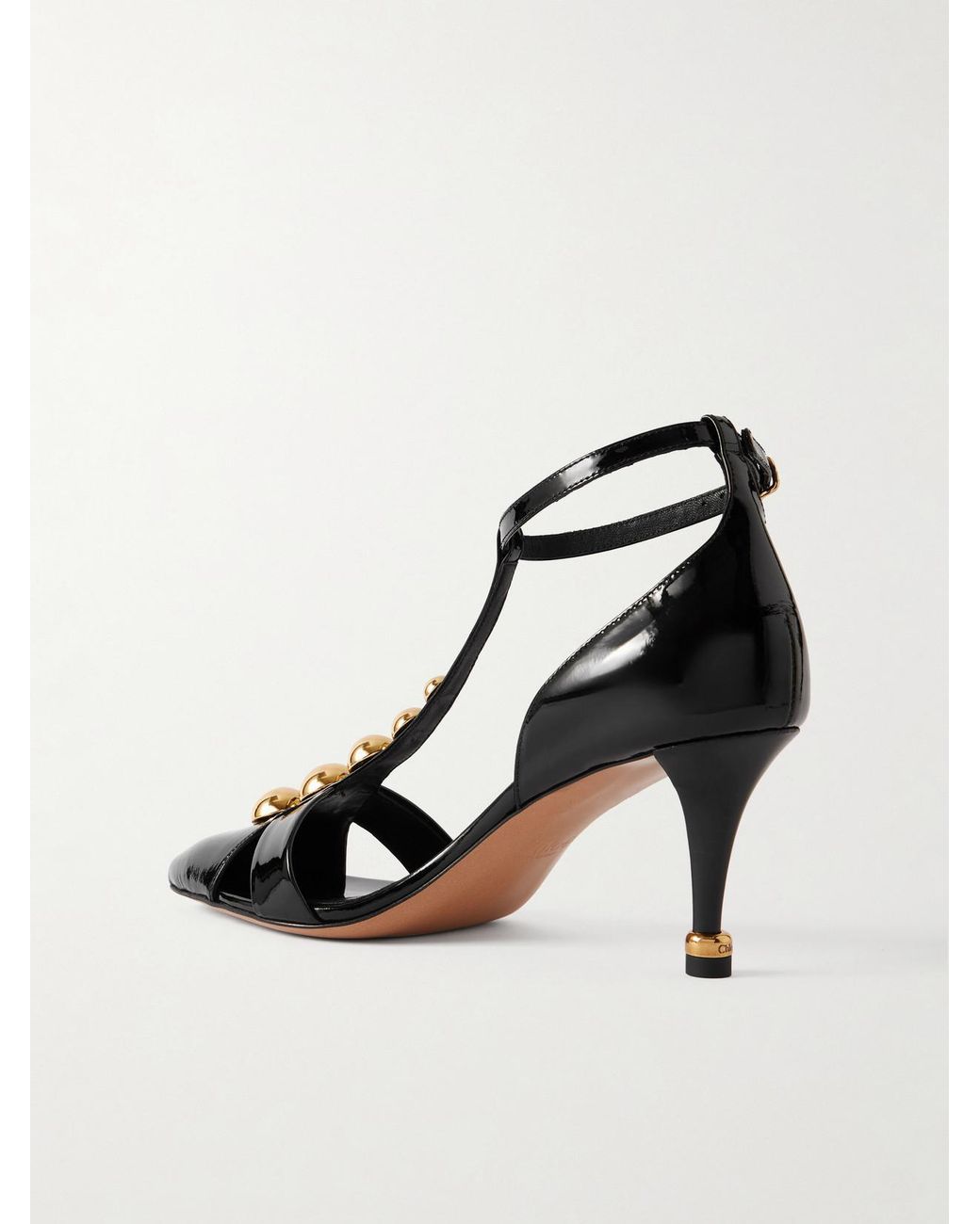 Chloé Black Cleiat Embellished Patent-Leather Pumps