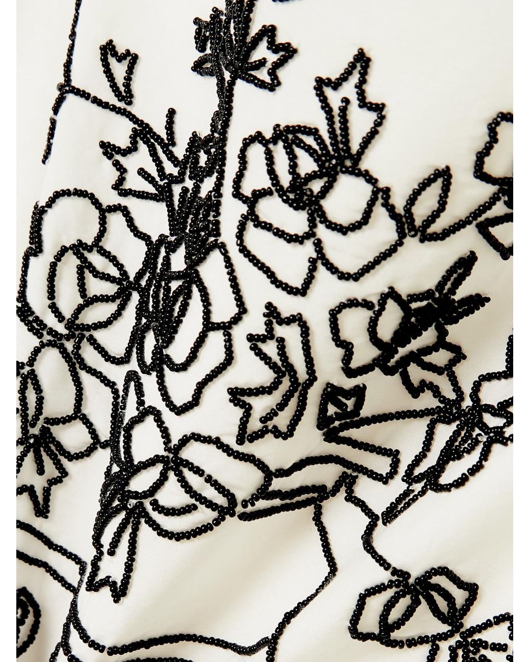 Bode White Rosebloom Cropped Bead-Embellished Fringed Cotton And Silk-Blend Top