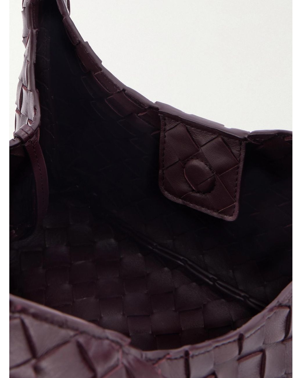 Bottega Veneta Purple Campana Small Intrecciato Leather Shoulder Bag