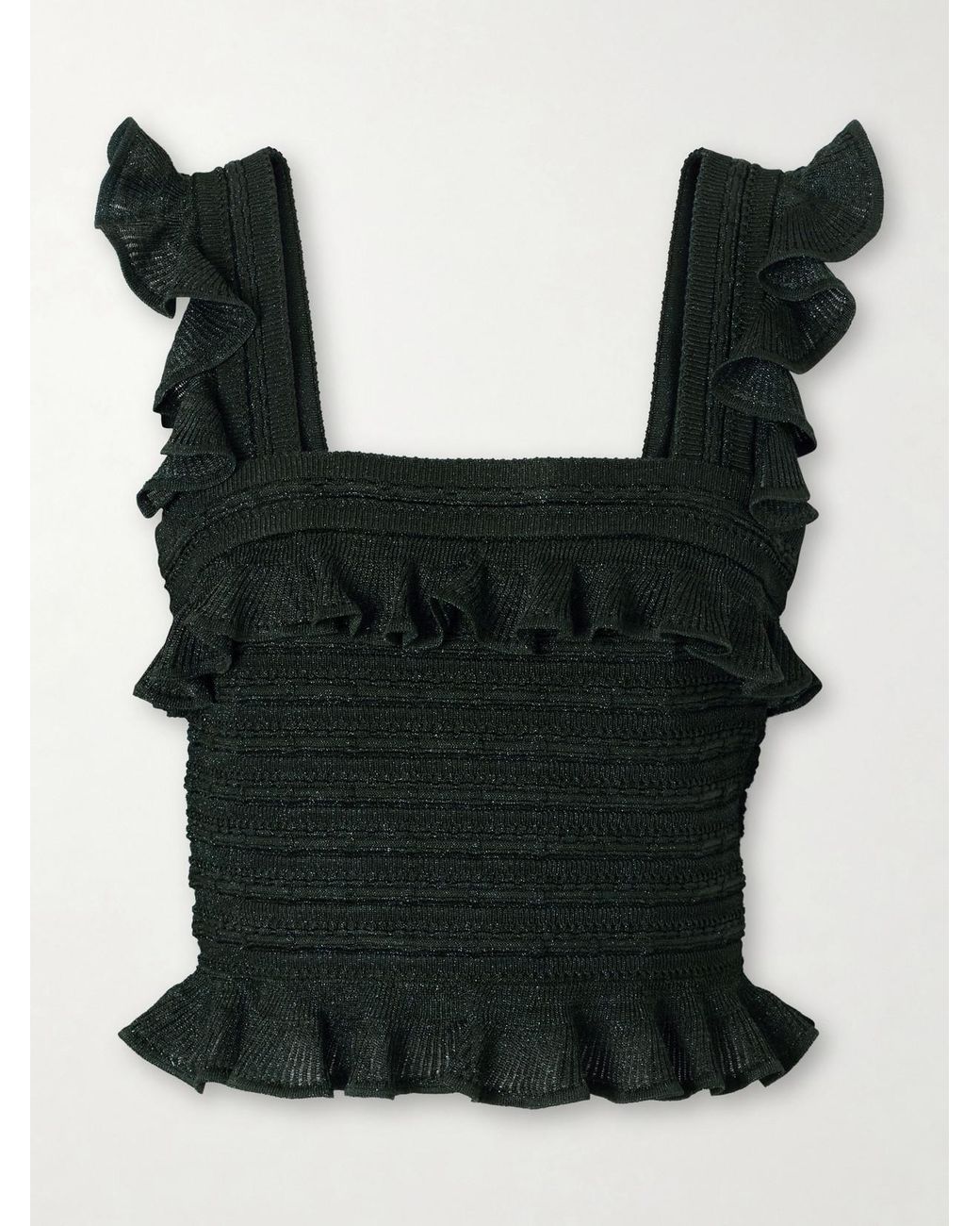 Zimmermann Black Ruffled Knitted Tank