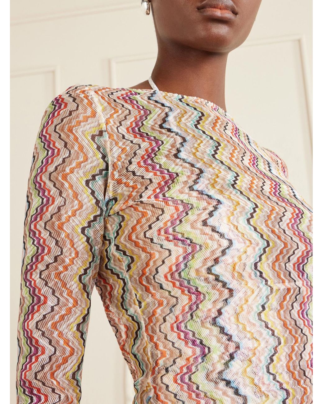 Missoni White Striped Mesh Coverup