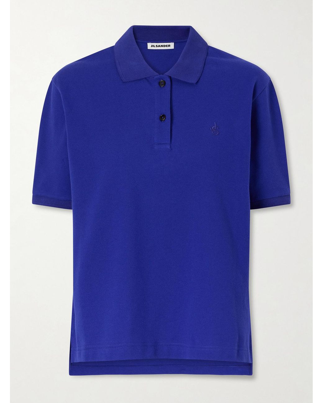 Jil Sander Blue Logo-Embroidered Cotton-Piqué Polo Shirt