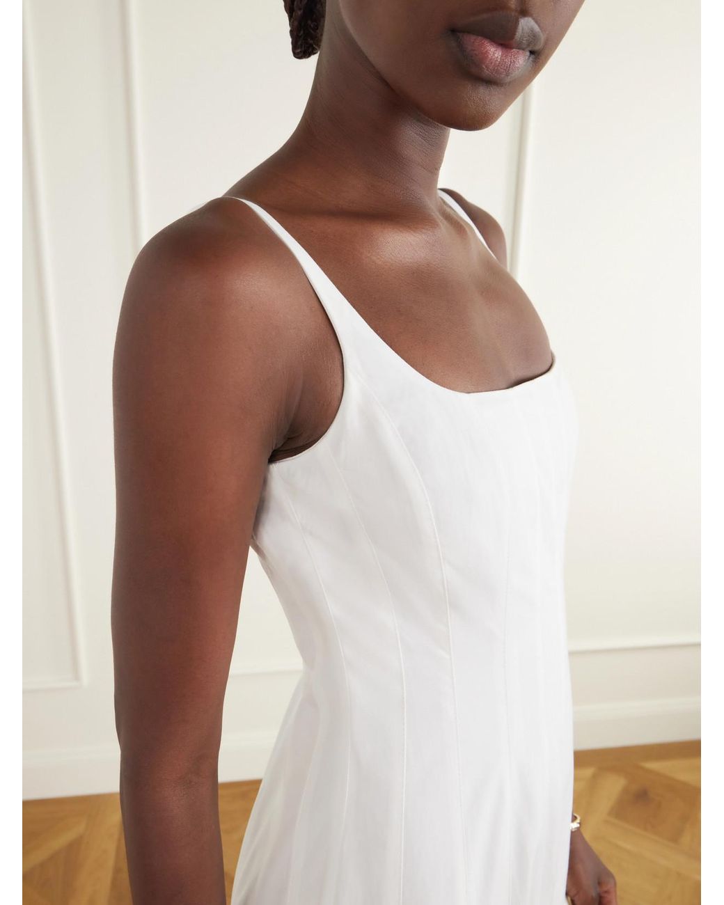 Jacquemus White La Robe Pleated Cotton-Poplin Midi Dress