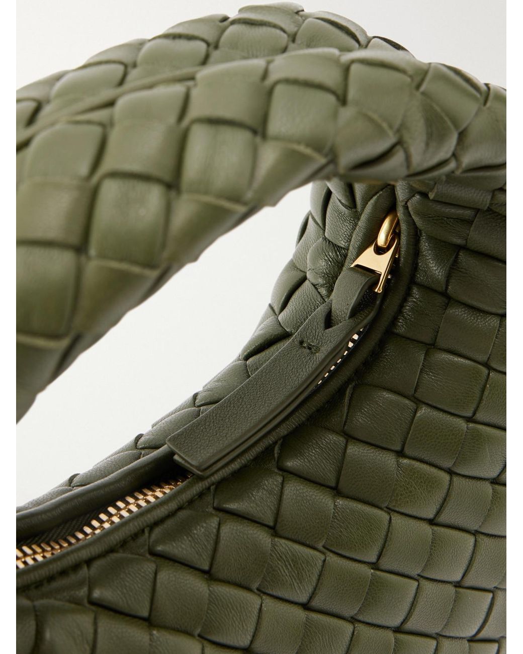 Bottega Veneta Green Baby Veneta Intrecciato Leather Top-Handle Bag