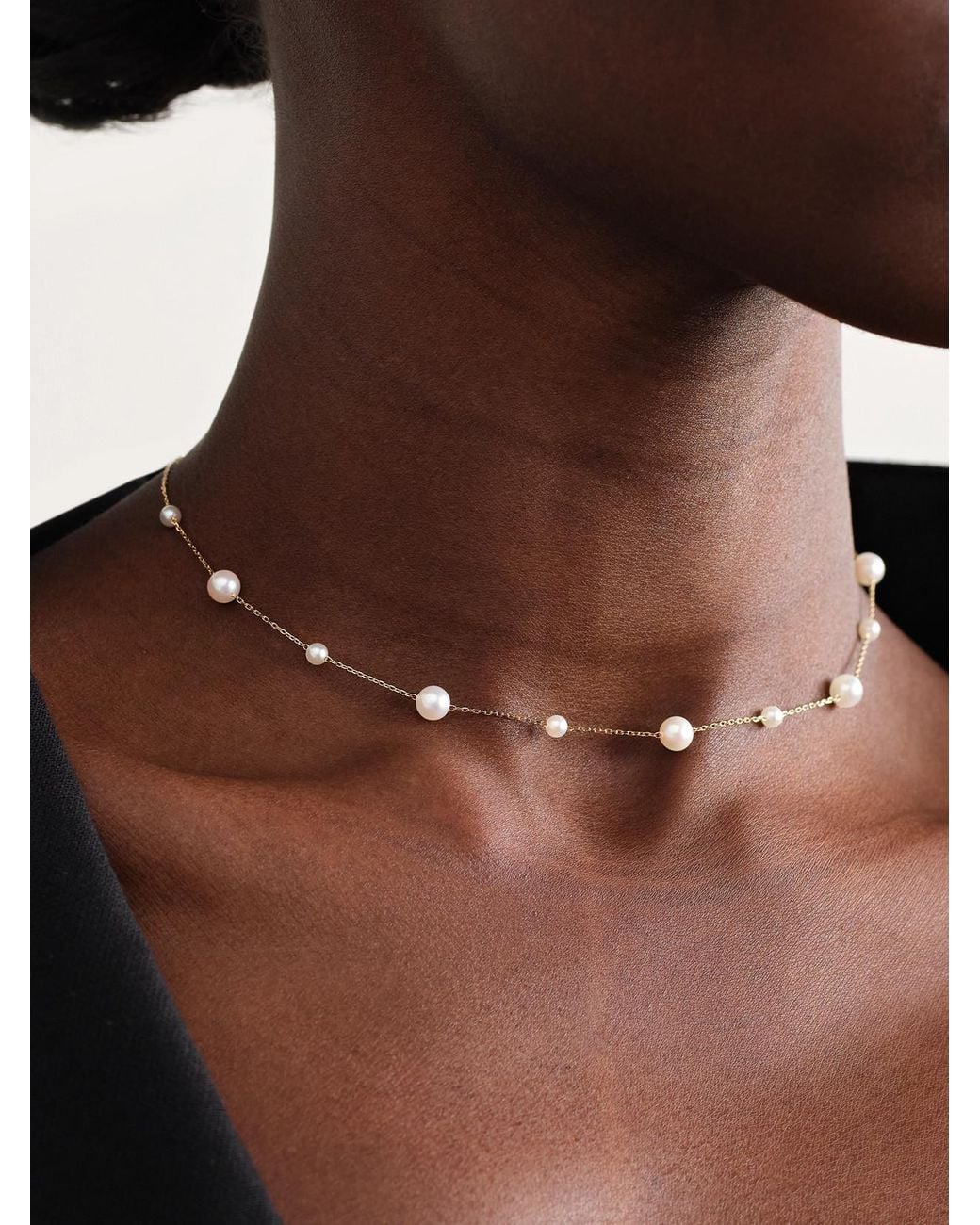 Mizuki Natural 14-Karat Pearl Necklace