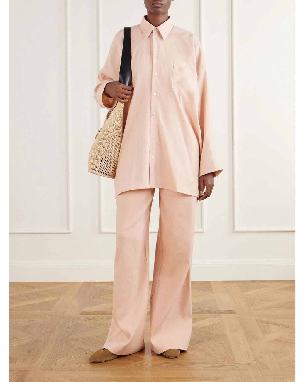 Marrakshi Life Pink The Trouser Cotton Wide-Leg Pants