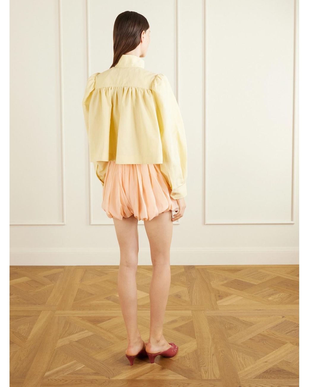 Chloé Natural Gathered Cotton And Linen-Blend Jacket