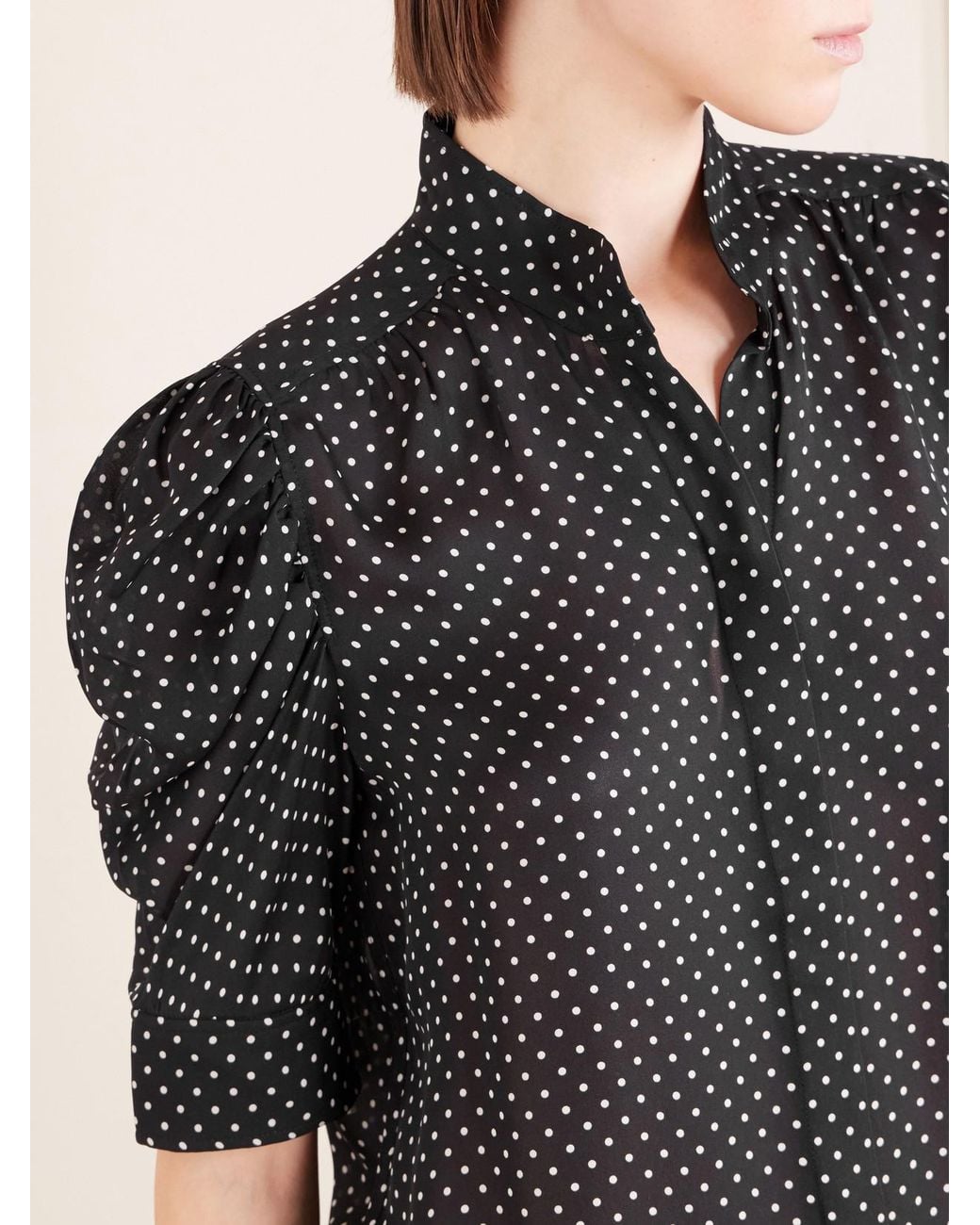 FRAME Black The Gillian Polka-Dot Silk-Voile Blouse