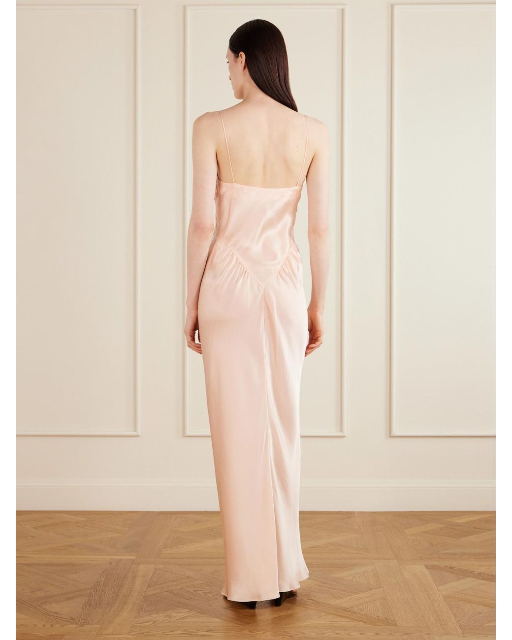 Aflalo Pink Aire Silk-Satin Maxi Dress