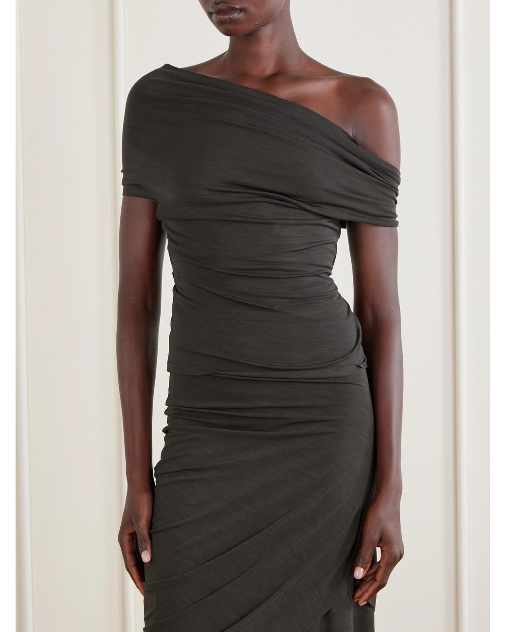 Cortana Black Myia Asymmetrical Crepe Blouse