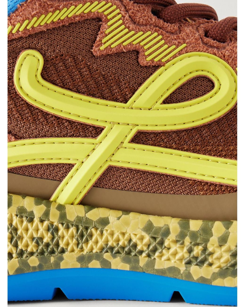 Loewe Blue Pogo Logo-Detailed Suede-Trimmed Knitted Sneakers