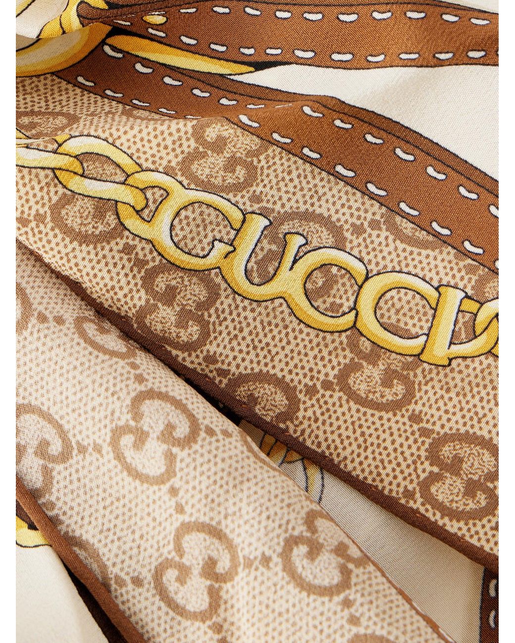 Gucci Metallic Printed Silk-Twill Scarf