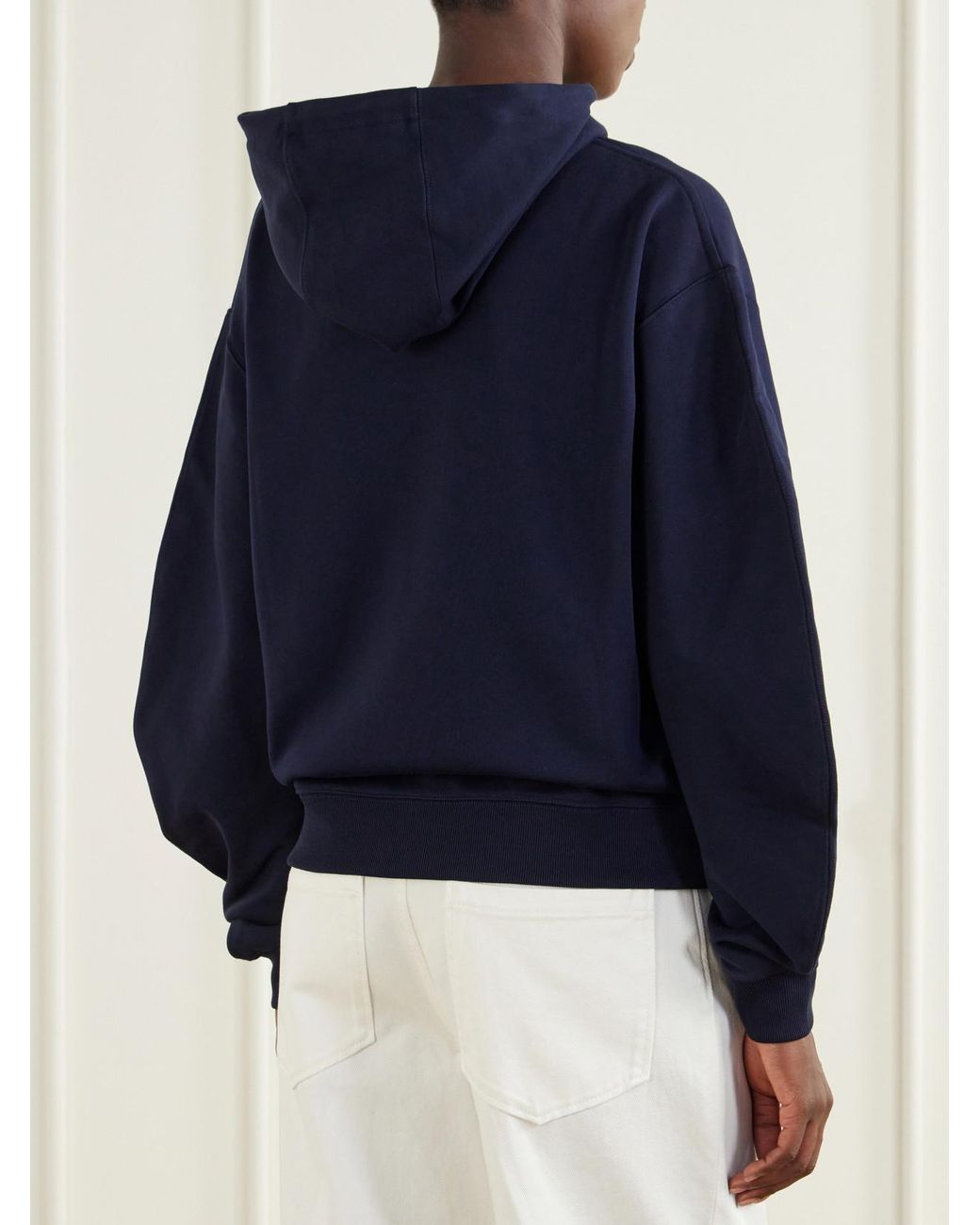 Loewe Blue Logo-Embroidered Cotton-Jersey Hooded Zip-Up Sweatshirt