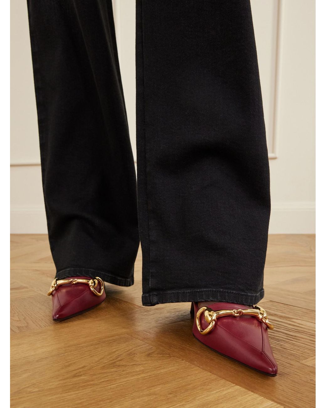 Gucci Pink Boulevard Horsebit-Embellished Leather Pumps