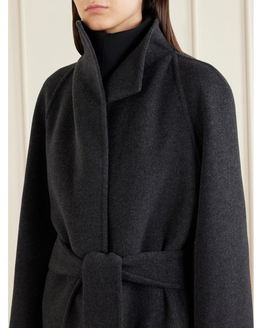 Khaite Black Romare Belted Wool Long Coat