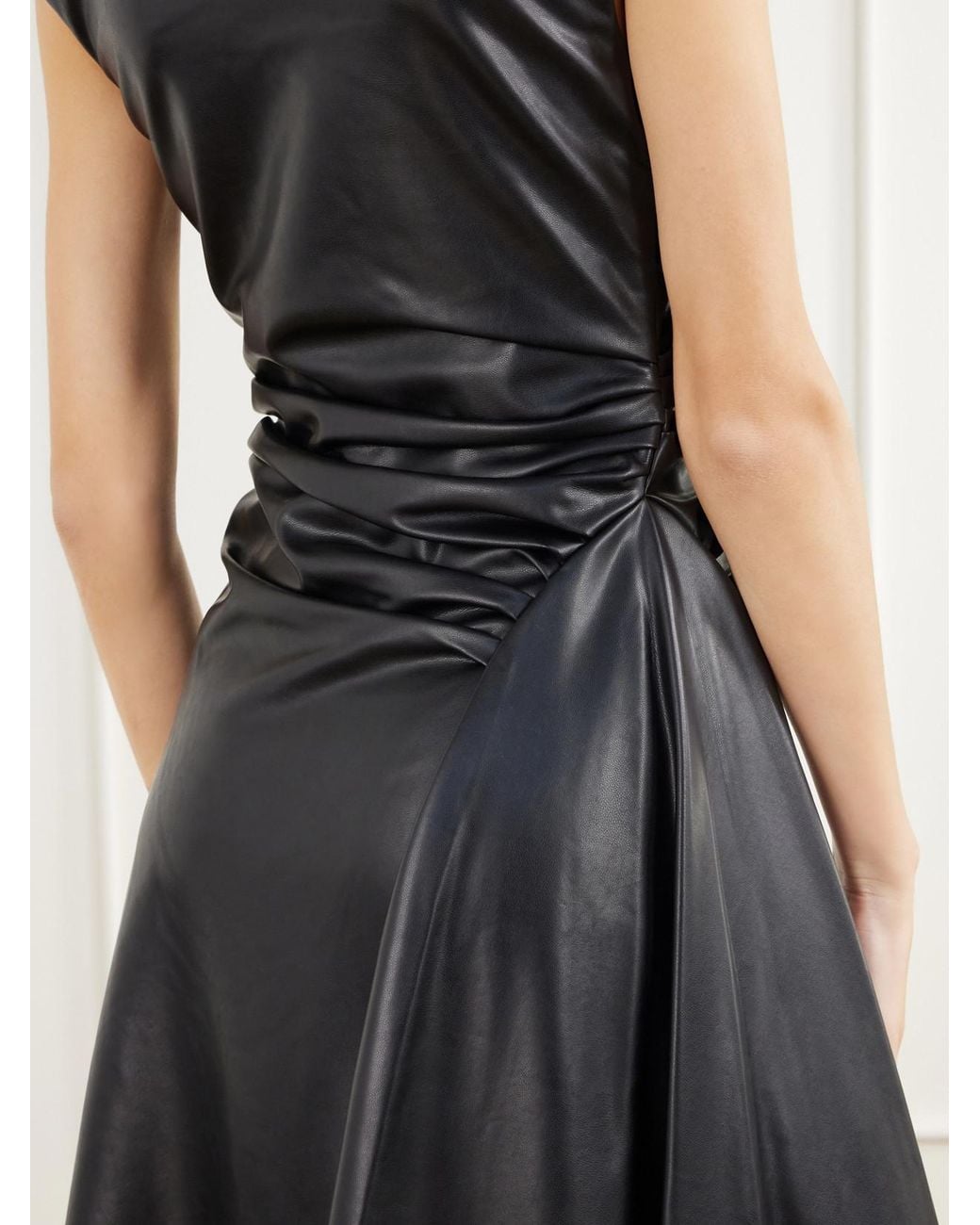Jonathan Simkhai Black Burke Draped Glossed Midi Dress