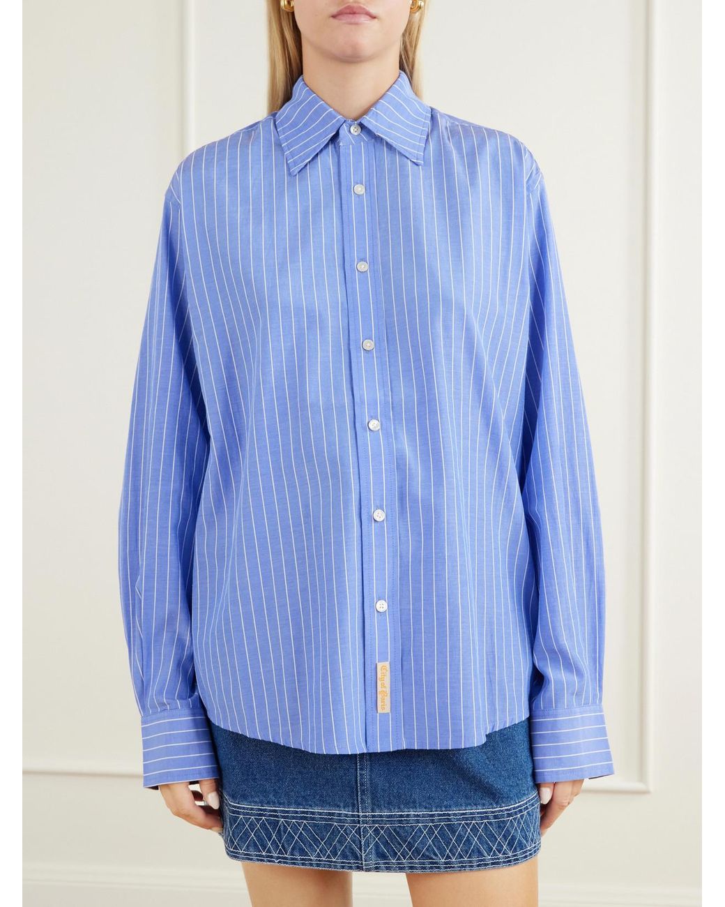 Bode Bluebell Striped Cotton-Poplin Shirt